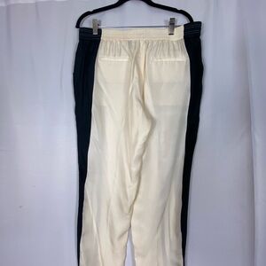 Theory Size 12 Black and Cream Silk Pants